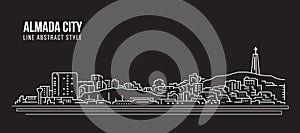 Cityscape Building Line art Vector Illustration design - Almada city photo