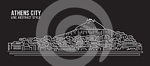 Cityscape Building Line art Vector Illustration design - Athens city