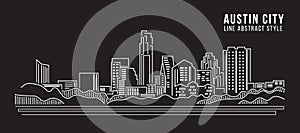 Cityscape Building Line art Vector Illustration design - Austin city