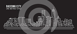 Cityscape Building Line art Vector Illustration design - Baoding city