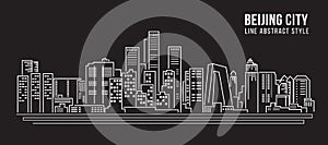 Cityscape Building Line art Vector Illustration design - Beijing city