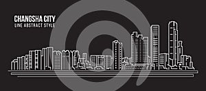 Cityscape Building Line art Vector Illustration design - Changsha city