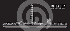 Cityscape Building Line art Vector Illustration design - Chiba city