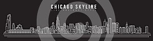 Cityscape Building Line art Vector Illustration design - Chicago skyline