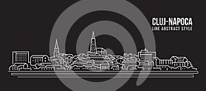 Cityscape Building Line art Vector Illustration design - Cluj Napoca city