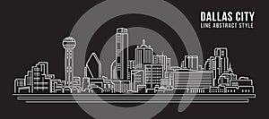 Cityscape Building Line art Vector Illustration design - Dallas City