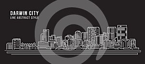 Cityscape Building Line art Vector Illustration design - Darwin city