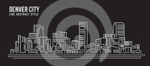 Cityscape Building Line art Vector Illustration design - Denver city