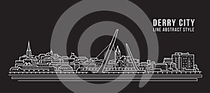 Cityscape Building Line art Vector Illustration design -  Derry city