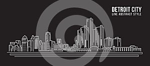 Cityscape Building Line art Vector Illustration design - detroit city