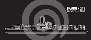 Cityscape Building Line art Vector Illustration design - Drammen city