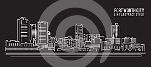 Cityscape Building Line art Vector Illustration design - Fort worth city