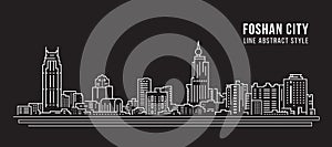 Cityscape Building Line art Vector Illustration design - Foshan city