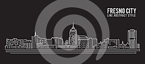 Cityscape Building Line art Vector Illustration design - Fresno city