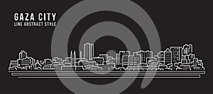 Cityscape Building Line art Vector Illustration design - Gaza city