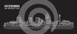 Cityscape Building Line art Vector Illustration design - Greensboro city photo