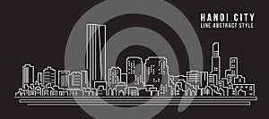 Cityscape Building Line art Vector Illustration design - Hanoi city