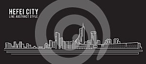 Cityscape Building Line art Vector Illustration design - Hefei city