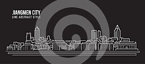 Cityscape Building Line art Vector Illustration design - Jianmen city