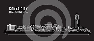 Cityscape Building Line art Vector Illustration design - Konya city