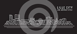 Cityscape Building Line art Vector Illustration design - Lille city