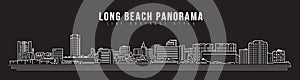 Cityscape Building Line art Vector Illustration design - Long beach city panorama