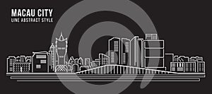 Cityscape Building Line art Vector Illustration design - Macau city