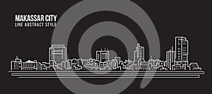 Cityscape Building Line art Vector Illustration design - Makassar city