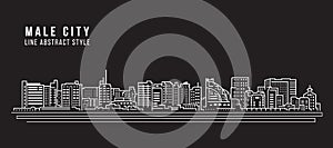 Cityscape Building Line art Vector Illustration design - Male city - Maldives