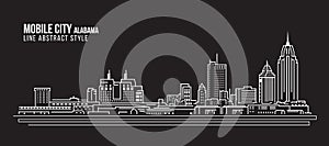 Cityscape Building Line art Vector Illustration design - Mobile city Alabama photo
