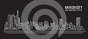 Cityscape Building Line art Vector Illustration design - Nairobi city