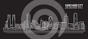 Cityscape Building Line art Vector Illustration design - Nanchang city