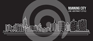 Cityscape Building Line art Vector Illustration design - Nanning city