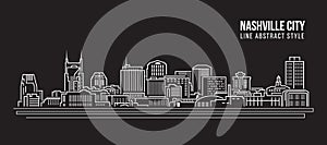 Cityscape Building Line art Vector Illustration design - Nashville city