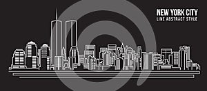 Cityscape Building Line art Vector Illustration design - new york city