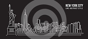 Cityscape Building Line art Vector Illustration design - new york city