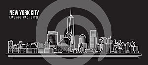 Cityscape Building Line art Vector Illustration design - New York city