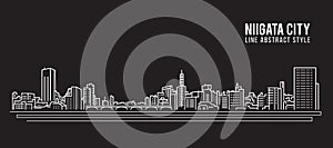 Cityscape Building Line art Vector Illustration design - Niigata city