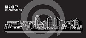 Cityscape Building Line art Vector Illustration design - Nis city photo