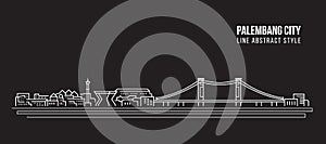 Cityscape Building Line art Vector Illustration design - Palembang city photo