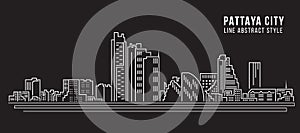Cityscape Building Line art Vector Illustration design - pattaya city
