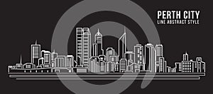 Cityscape Building Line art Vector Illustration design - Perth City