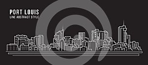 Cityscape Building Line art Vector Illustration design - Port Louis city