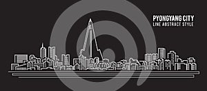 Cityscape Building Line art Vector Illustration design - PyongYang city