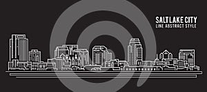 Cityscape Building Line art Vector Illustration design - Salt Lake City