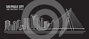 Cityscape Building Line art Vector Illustration design - Sao paulo city photo