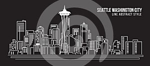 Cityscape Building Line art Vector Illustration design - Seattle Washington City