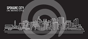 Cityscape Building Line art Vector Illustration design - Spokane city