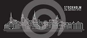Cityscape Building Line art Vector Illustration design - Stockholm city