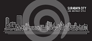 Cityscape Building Line art Vector Illustration design - Surabaya city